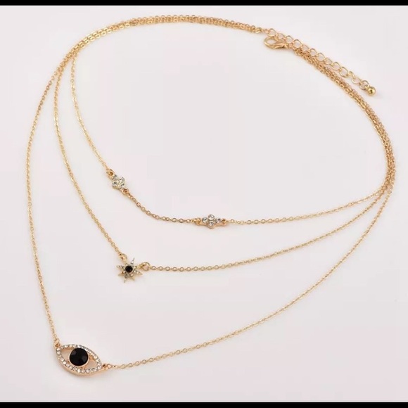 Golden Multilayer Evil Eye Necklace - Picture 5 of 5